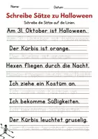 Vorschau - Arbeitsblätter - Schreibübung Sätze zu Halloween - Deckblatt
