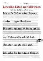 Vorschau - Arbeitsblätter - Schreibübung Sätze zu Halloween - Seite 1