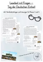 Vorschau - Arbeitsblätter - Lesetext "Tag der Deutschen Einheit" - inkl. Fragen und Lösungen (Kl. 3-4) - Deckblatt