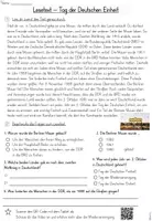 Vorschau - Arbeitsblätter - Lesetext "Tag der Deutschen Einheit" - inkl. Fragen und Lösungen (Kl. 3-4) - Seite 1