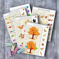 Vorschau - Arbeitsblätter - 🐿️ Eichhörnchen Herbst Klammerkarten Wahrnehmung Werkstatt - Deckblatt