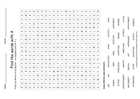 Vorschau - Quiz - Words with A - Suchsel mit A-Wörtern - Deckblatt