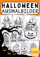 Vorschau - Mal- und Bastelvorlagen - 10 Ausmalbilder mit gruseligen Halloweenmotiven - Deckblatt