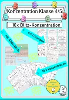 Vorschau - Arbeitsblätter - Blitz-Konzentration für die 4. und 5. Klasse, mit Lösungen - Deckblatt