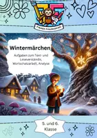 Vorschau - Arbeitsblätter - Wintermärchen ❄️ Der magische Schneeflockenbaum (Textverstädnis, Wortschatzarbeit, Märchenanalyse,...) - Deckblatt