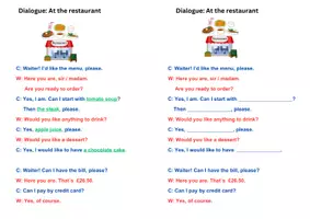 Vorschau - Arbeitsblätter - At the Restaurant - Tandem Übung und Dialog - Deckblatt