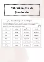 Vorschau - Arbeitsblätter - Stundenplan: Schreibübung zum Stundenplan - Deckblatt