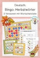 Vorschau - Spiele - Bingo - Herbstwörter mit Wortschatzliste (2 Versionen) - Deckblatt