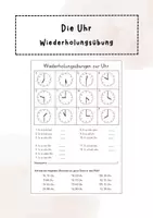 Vorschau - Arbeitsblätter - Die Uhr: Wiederholungsübungen zu den Uhrzeiten - Deckblatt