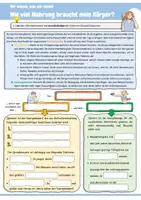 Vorschau - Arbeitsblätter - Wie viel Nahrung braucht mein Körper? (Erklärung: Gesamtumsatz, Grundumsatz, Leistungsumsatz, Berechnung des persönlichen Gesamtumsatzes, Zusammenhang zwischen Energieaufnahme und Energieverbrauch, Kreuzworträtsel) - Seite 1