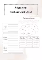 Vorschau - Arbeitsblätter - Adjektive: Tierbeschreibungen - Deckblatt