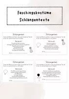 Vorschau - Arbeitsblätter - Faschingskostüme: Schlangentexte - Deckblatt
