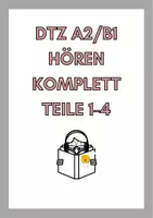 Vorschau - Arbeitsblätter - DTZ A2/ B1: Hören komplett, Teile 1-4 Prüfungsformat + Lösungen + 2 Audios - Deckblatt