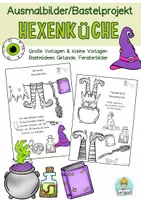 Vorschau - Unterrichtsreihen - Halloween, Hexenbeine Bastelvorlage Ausmalbilder Fensterbilder Girlande - Deckblatt