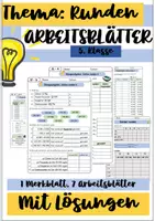 Vorschau - Arbeitsblätter - Natürliche Zahlen runden - Merkeintrag + 7 Arbeitsblätter mit Lösungen - Deckblatt