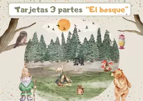 Vista previa - Refuerzo / NEE / Materiales de apoyo - EL ANIMALES DEL BOSQUE - VOCABULARIO: Tarjetas 3 partes. Montessori. Imágenes reales - página 1