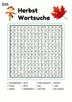 Vorschau - Arbeitsblätter - Wortsuchspiel/Wortsuche/Suchsel Herbst (Grundschule) - 4 Varianten - Seite 1