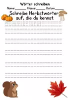 Vorschau - Arbeitsblätter - Herbst Wörter und Sätze schreiben und Silben DaZ/DaF, deutsch - Seite 1