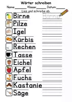Vorschau - Arbeitsblätter - Herbst Wörter und Sätze schreiben und Silben DaZ/DaF, deutsch - Seite 3