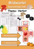 Vorschau - Arbeitsblätter - Bilderwürfel Herbst - DaZ/DaF, Deutsch (Spiel) - Deckblatt