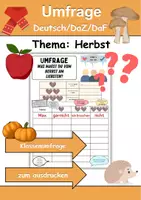 Vorschau - Unterrichtsreihen - GRATIS Mitschüler Umfrage Herbst - DaZ/DaF, Deutsch (Klassenspiel) - Deckblatt