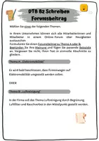 Vorschau - Arbeitsblätter - DTB B2 Schreiben Forumsbeitrag Elektromobilität und Luftreinigung - Deckblatt