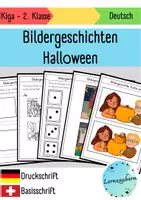 Vorschau - Arbeitsblätter - Bildergeschichten: Halloween und Kürbis schnitzen - Deckblatt