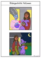 Vorschau - Arbeitsblätter - Bildergeschichten: Halloween und Kürbis schnitzen - Seite 3