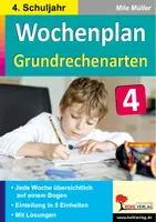 Vorschau - Arbeitsblätter - Wochenplan Grundrechenarten Klasse 4 | Addition, Subtraktion, Multiplikation, Division, tägliches Üben | Mathematik Grundschule Klasse 4 Lösungen - Deckblatt