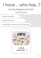 Vorschau - Interaktives Material - I have ... Who has...? - Animal Edition (2fach diff) - Deckblatt