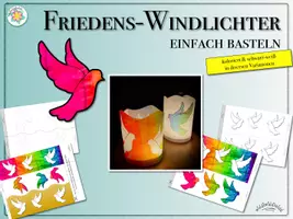 Vorschau - Mal- und Bastelvorlagen - FRIEDEN: Peace-Windlichter zum Prickeln, Ölen & nur so (Friedenstaube) - Nahost, Ukraine, Israel, Iran, Syrien - Seite 1