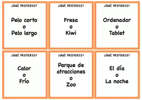 Vista previa - Tarjetas / Manipulativos - Expresión oral y lenguaje. Tarjetas "¿Qué prefieres?" - página 3