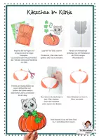 Vorschau - Mal- und Bastelvorlagen - Pop-Up Katze Halloween Kürbis basteln Fensterbild - Seite 1