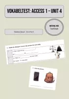 Vorschau - Test - Vokabeltest Access 1 - Unit 4 - Part A - Deckblatt