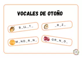 Vista previa - Tarjetas / Manipulativos - vocales de otoño - Portada