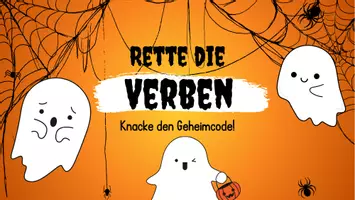 Vorschau - Präsentationen/Tafelbilder - Halloween - Verben - Quiz zu den Zeitformen (angelehnt an die bekannten Escape Room-Formate) - Seite 1