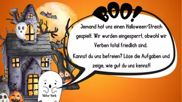 Vorschau - Präsentationen/Tafelbilder - Halloween - Verben - Quiz zu den Zeitformen (angelehnt an die bekannten Escape Room-Formate) - Seite 2