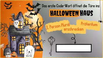 Vorschau - Präsentationen/Tafelbilder - Halloween - Verben - Quiz zu den Zeitformen (angelehnt an die bekannten Escape Room-Formate) - Seite 3