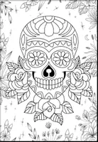 Vorschau - Mal- und Bastelvorlagen - Halloween Ausmalbilder: Sugar Skull / Totenköpfe - Seite 2