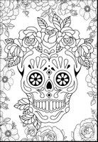 Vorschau - Mal- und Bastelvorlagen - Halloween Ausmalbilder: Sugar Skull / Totenköpfe - Seite 3