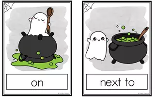 Aperçu - Feuilles d'exercices - Prepositions of Place - Halloween Edition - Bundle - Page 1