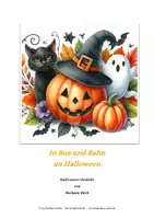 Vorschau - Arbeitsblätter - In Bus und Bahn an Halloween - Halloween-Gedicht + 4 Rätsel - Deckblatt