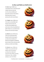 Vorschau - Arbeitsblätter - In Bus und Bahn an Halloween - Halloween-Gedicht + 4 Rätsel - Seite 1