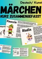 Vorschau - Arbeitsblätter - Märchenkarten: Märchen Klappentext. Kurz zusammengefasst. (Deutsch) - Deckblatt