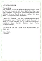 Vorschau - Unterrichtsreihen - Obst und Gemüse - Reihentransparenz & Sequenzplan - Seite 1