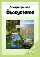 Vorschau - Arbeitsblätter - Gruppenpuzzle Ökosysteme: Wald, Wattenmeer, See, Bach - Deckblatt