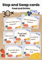 Aperçu - Feuilles d'exercices - Stop and Swap Cards - Conversation Cards -Food and Drinks - nourriture et les boissons - Page de couverture
