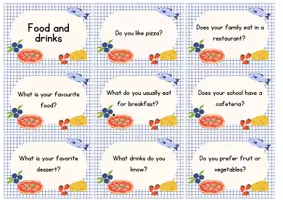 Aperçu - Feuilles d'exercices - Stop and Swap Cards - Conversation Cards -Food and Drinks - nourriture et les boissons - Page 1