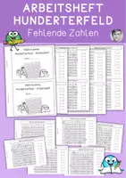 Vorschau - Arbeitsblätter - Hunderterfeld, Fehlende Zahlen eintragen, Miniheft - Deckblatt