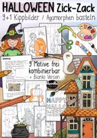 Vorschau - Mal- und Bastelvorlagen - Halloween 9 Zickzack / Kippbilder / Herbst inkl. Anleitung - Deckblatt